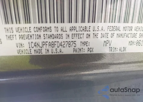2015 Jeep Patriot High Altitude Edition from USA, damaged, VIN 1C4NJPFA8FD427875